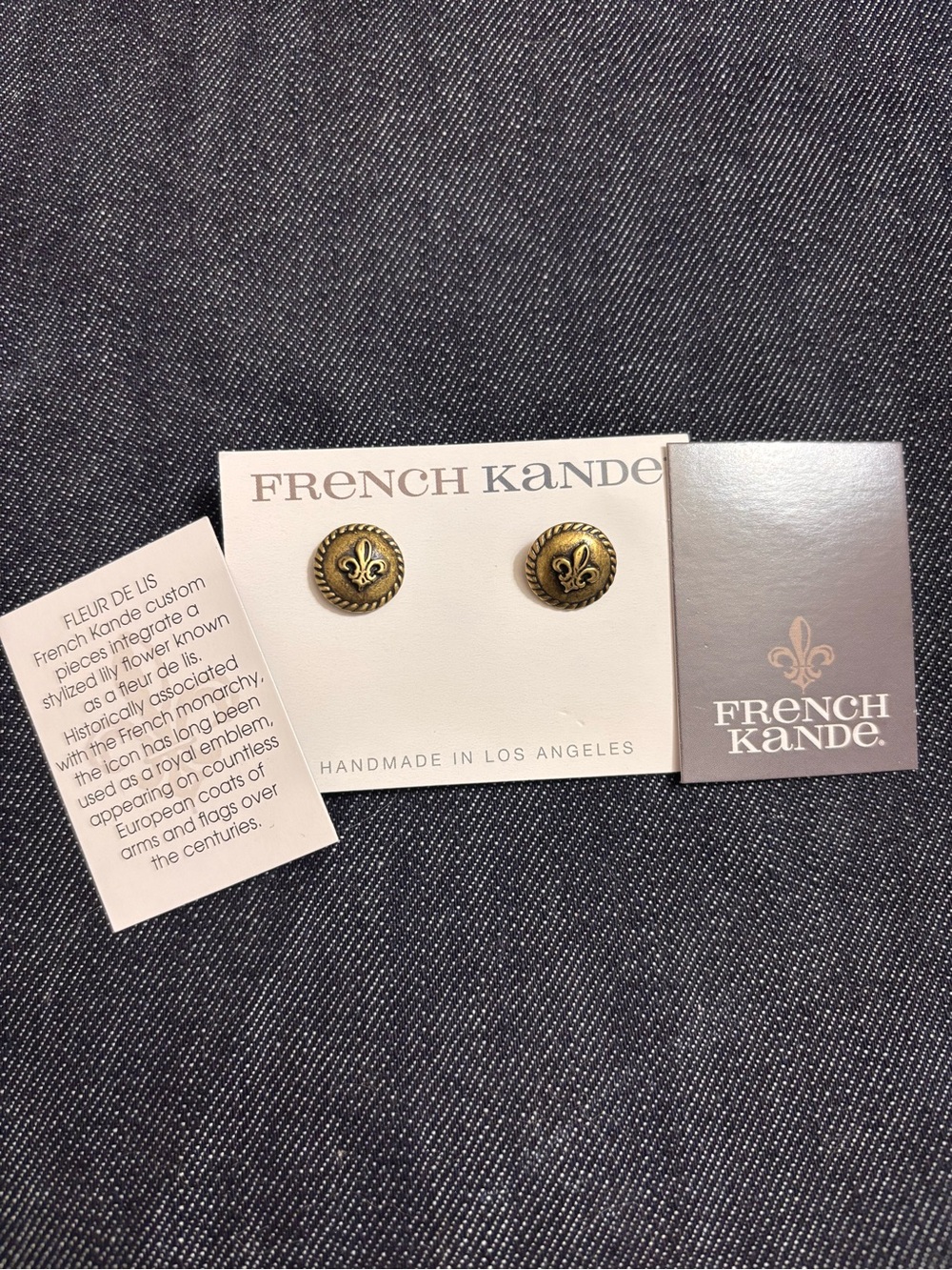 French Kande Gold Fleur-de-Lis Stud Earrings